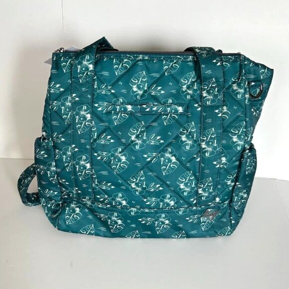 Lug Kerstin Lindquist Baby Yacht Carry-All Zip-Top Tote Aloha Outline Teal Green - Picture 6 of 13